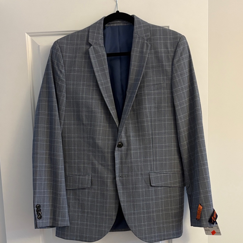 Egara blue/grey window Plaid Blazer, new with tags